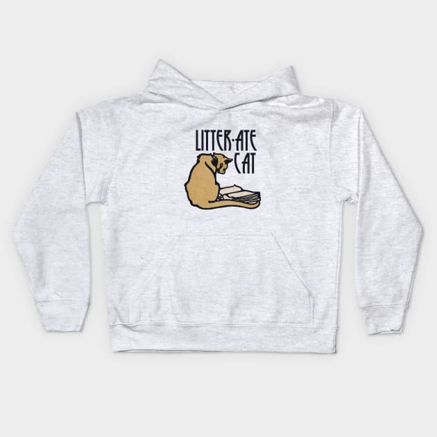 Literate Cat Kids Hoodie by 7Hancocks